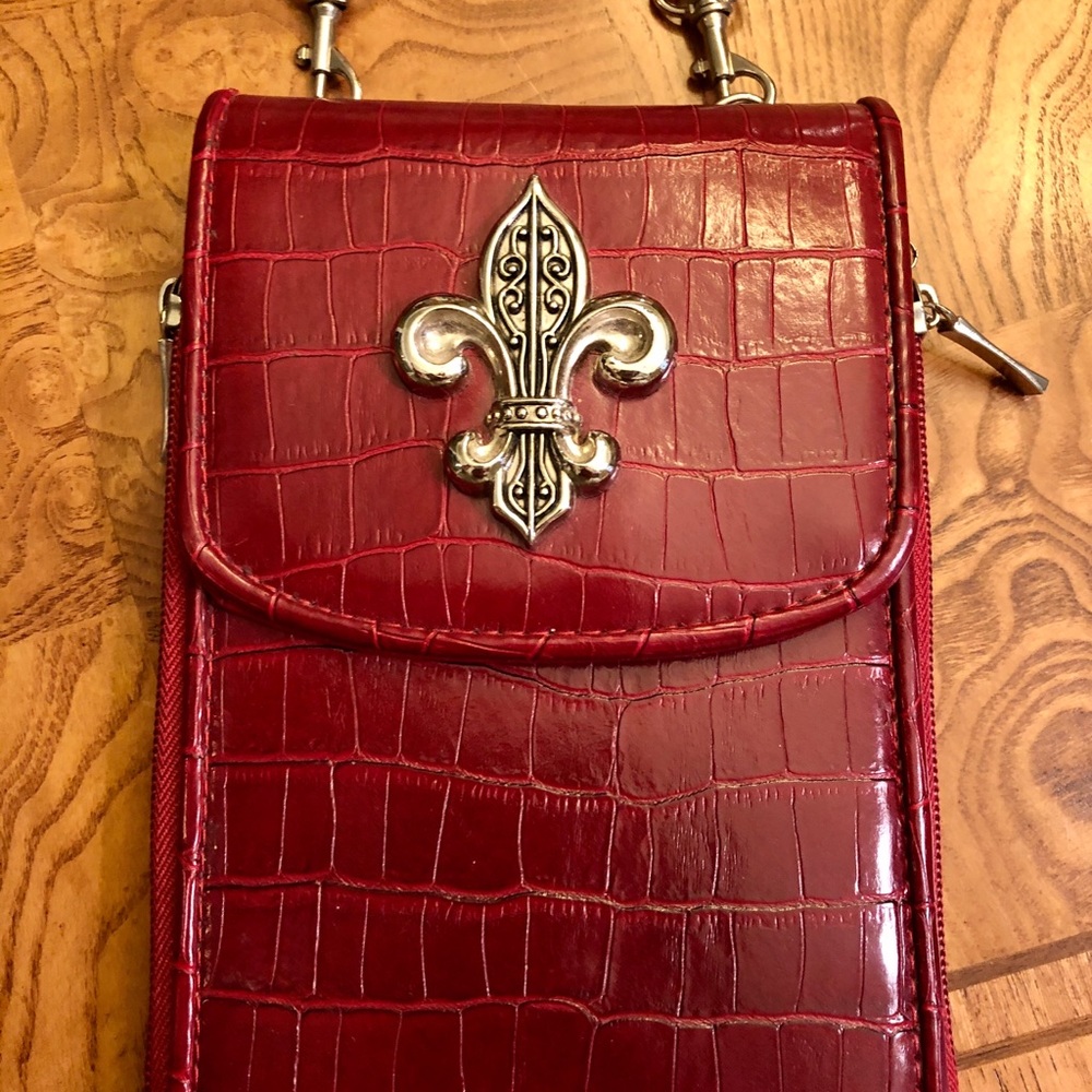 Red croc cross-body purse